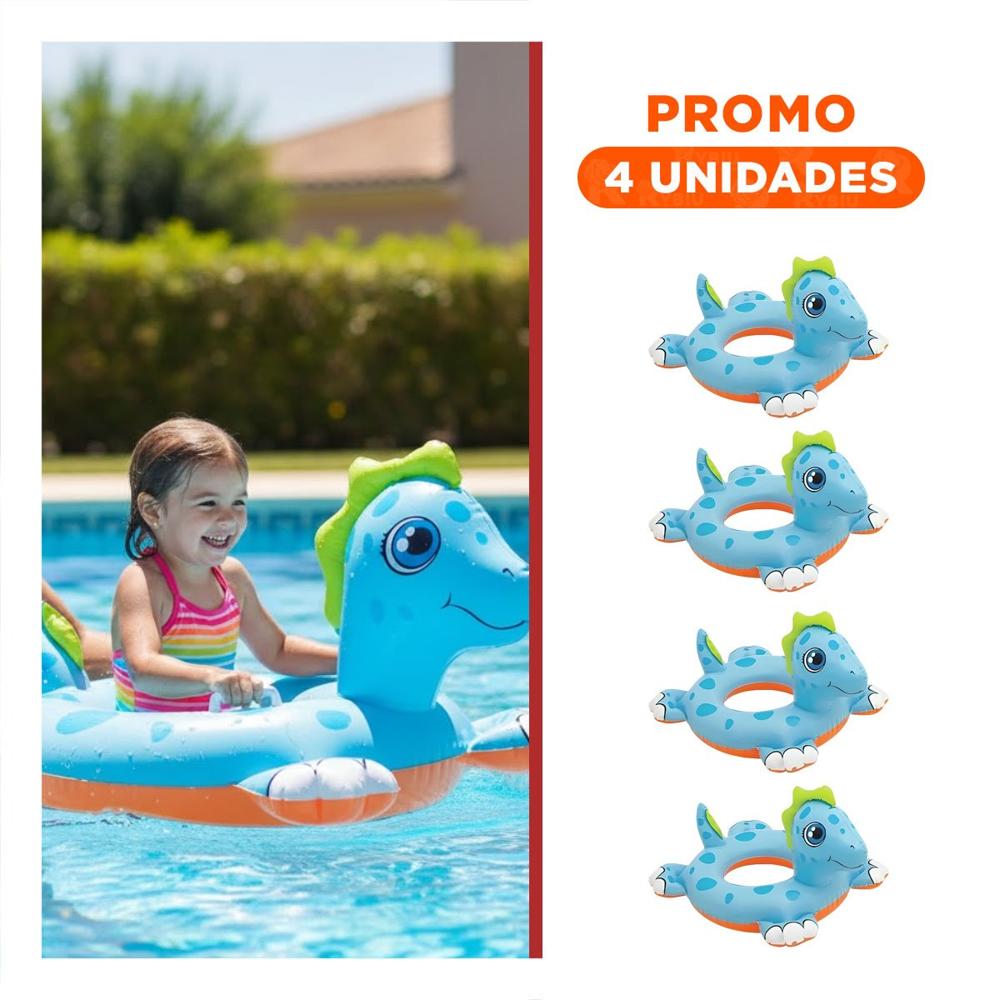 Pack4 Flotador Circular Infantil con Estilo Caballo de Mar para Bebe para Piscina