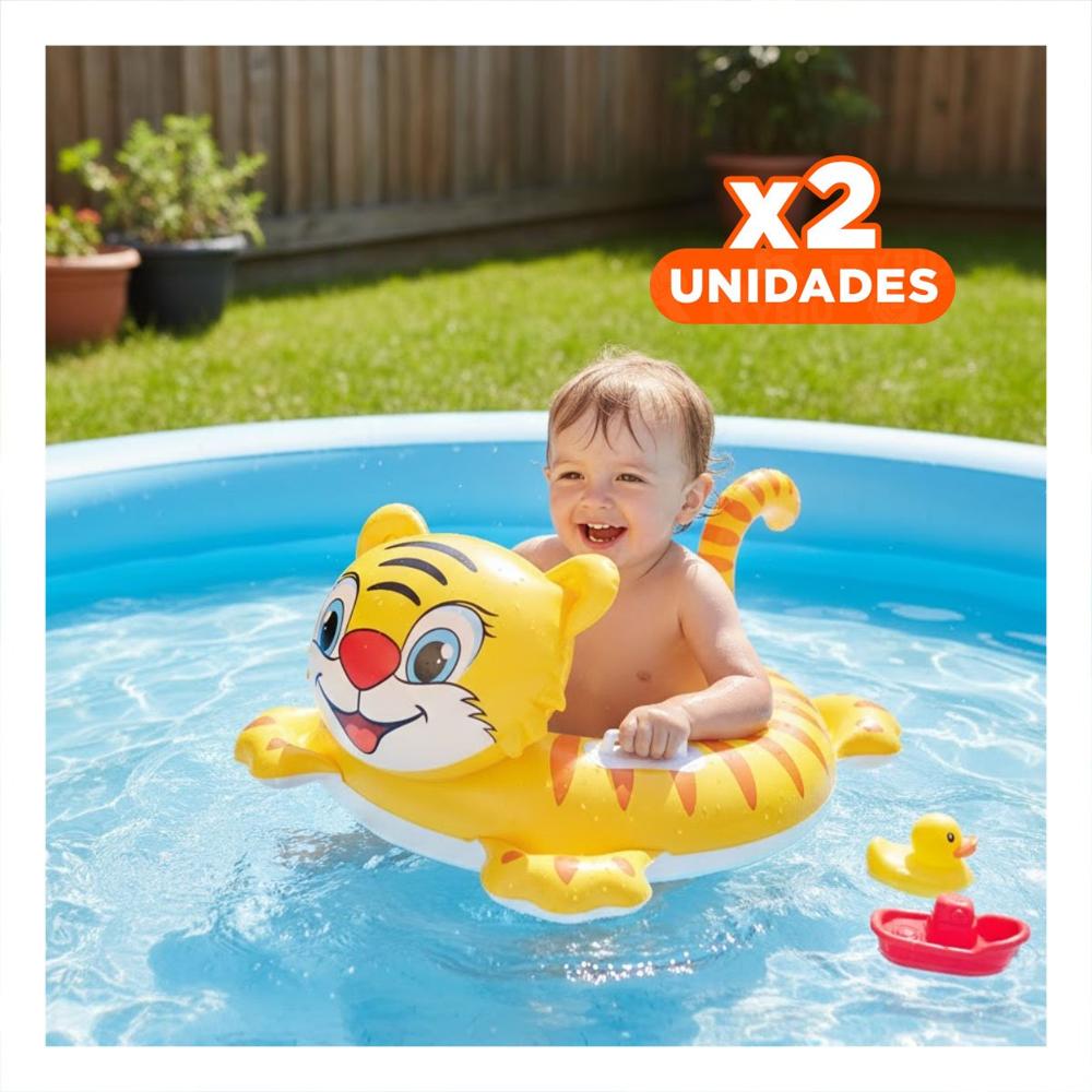 Pack2 Flotador de Agua Infantil con Forma de Tigre y Asa para Bebe para Juegos