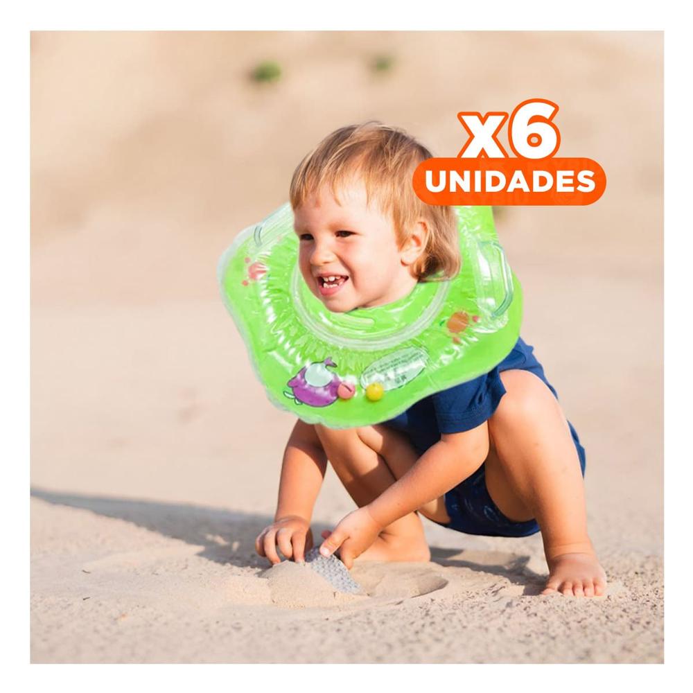 Pack6 Collar Acuatico de Cuello Verde 66 x 44 cm para Diversion en Piscina Y+Papel Regalo