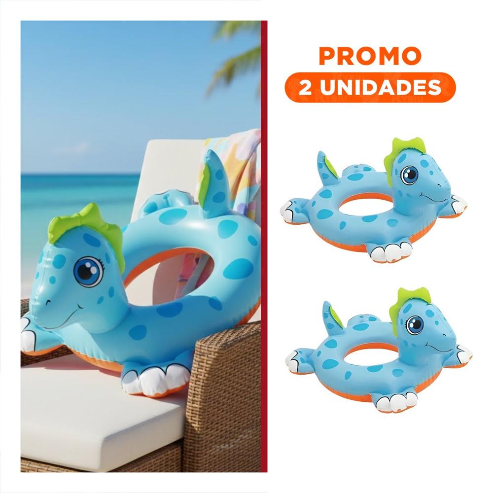 Pack2 Aro Infantil con Forma de Caballo de Mar para Bebe para Piscina Familiar Y+Regalo Sticker