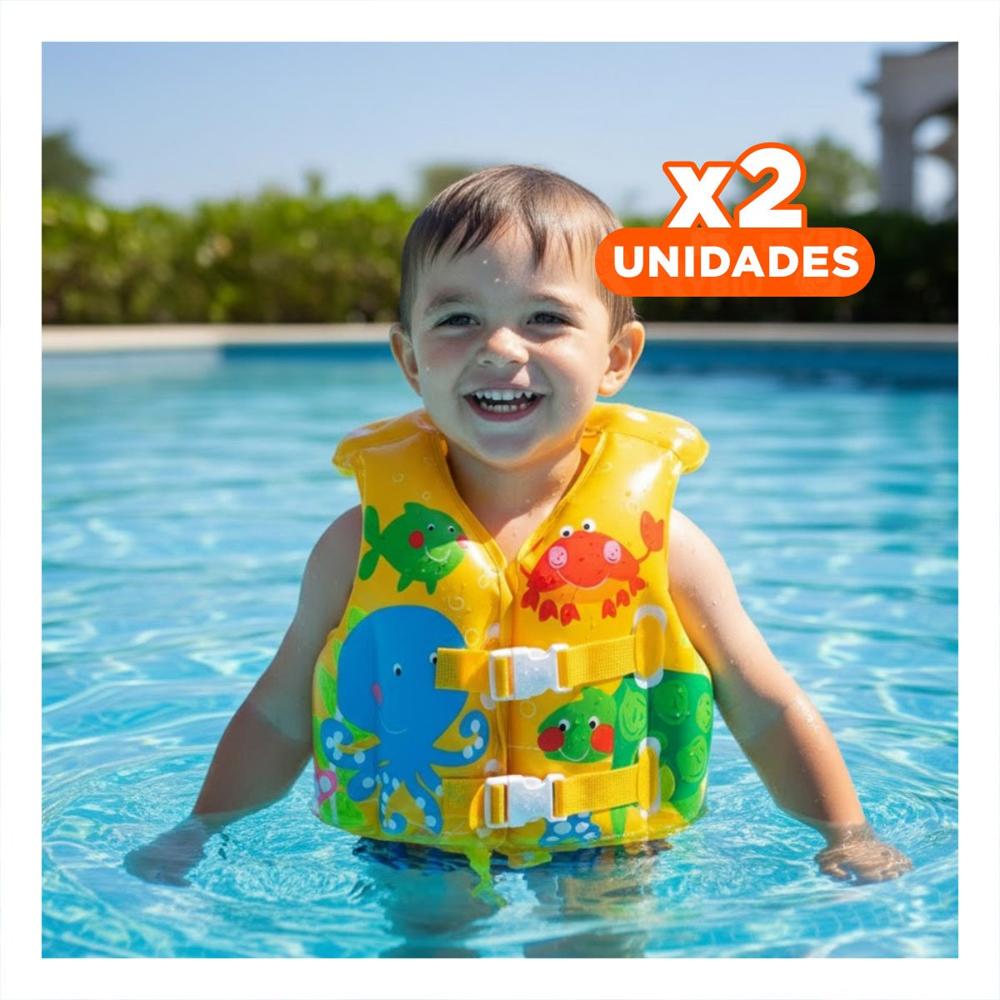 Pack2 Salvavidas Tipo Chaleco con Estilo Tropical para Ninos para Piscina en Casa