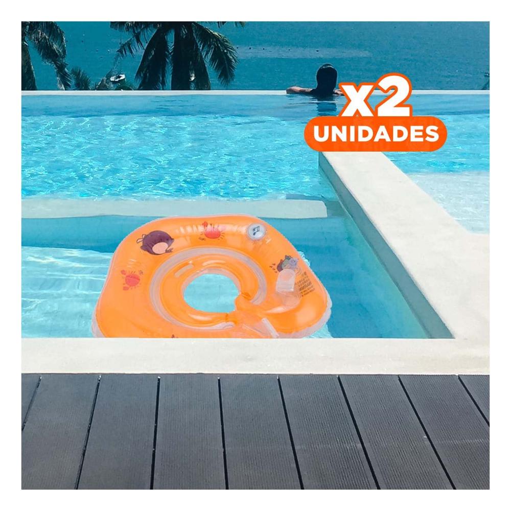 Pack2 Aro de Cuello Infantil Anaranjado de 66 x 44 cm para Piscina Y+Papel Regalo