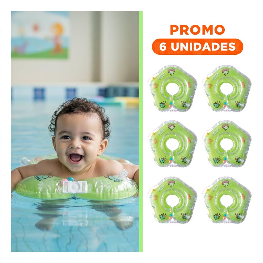 Pack6 Flotador Circular Verde Tipo Cuello 66 x 44 cm para Uso Acuatico Y+Regalo Sticker