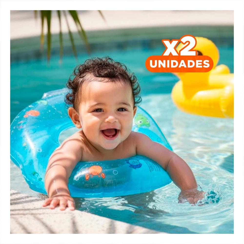 Pack2 Flotador de Agua Celeste Tipo Cuello 66 x 44 cm para Piscina Familiar