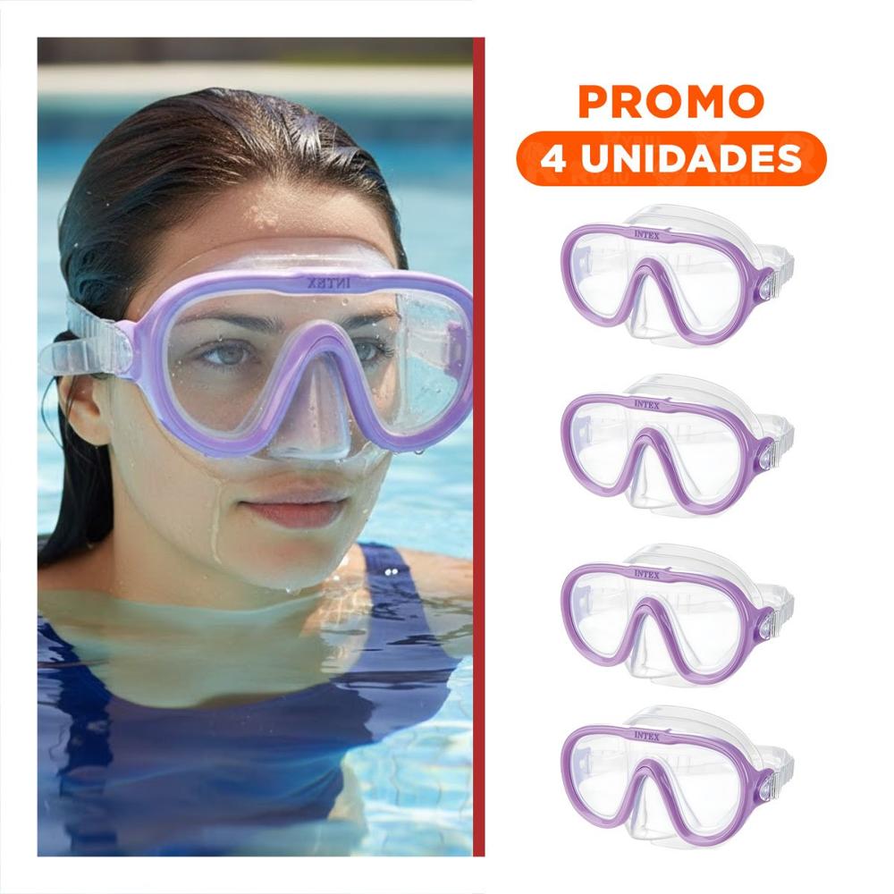 Pack4 Visor de Natacion Lila para Piscina Familiar y Juegos Recreativos