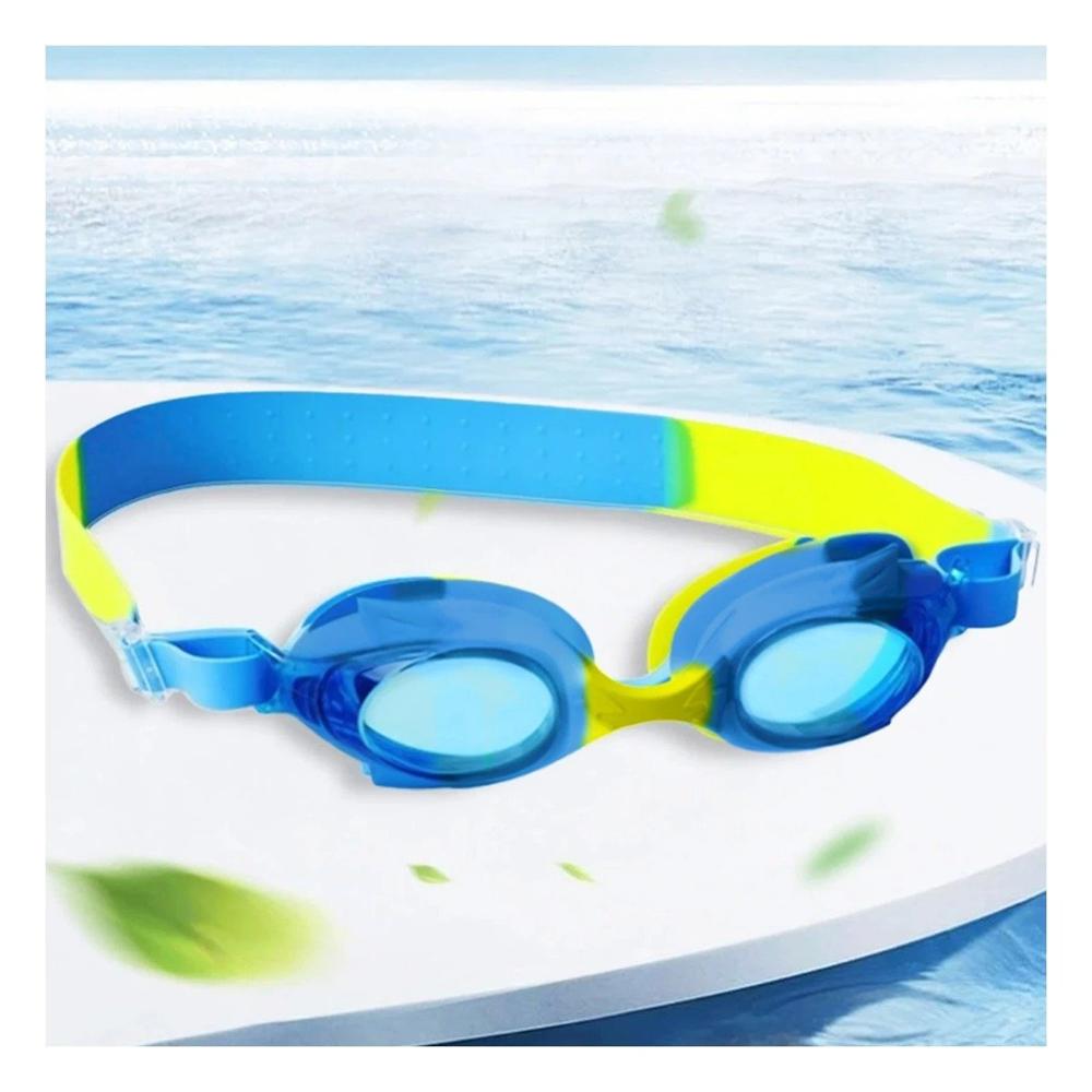 Gafas de Natacion Celeste y Amarillo para Ninos Ajustables Uso en Agua