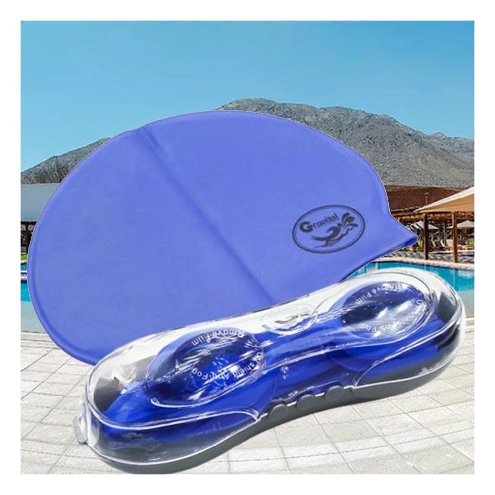 Juego de Lentes y Gorro Azul para Practica Regular de Natacion Y+Post It