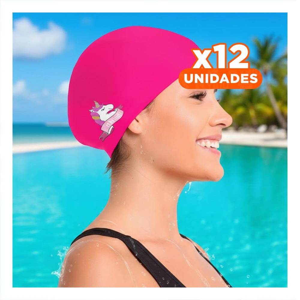 Pack12 Gorro Rosado para Actividades Acuaticas Infantiles Y+Papel Regalo
