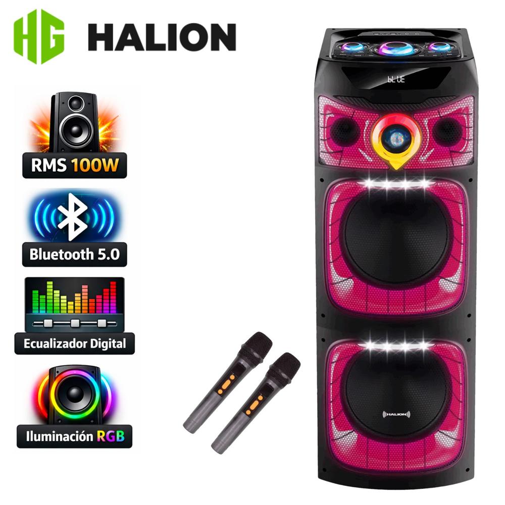 Torre de Sonido Full Fiesta Halion HA 1244 con 02 Bocinas de 12 pulg, Karaoke