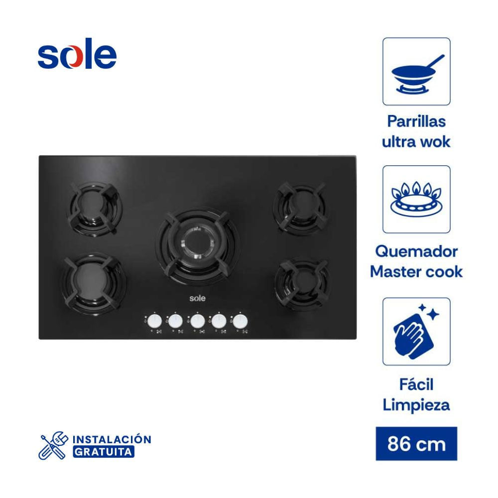 Cocina Empotrable Sole 5 Hornillas 86 cm SOLCO033