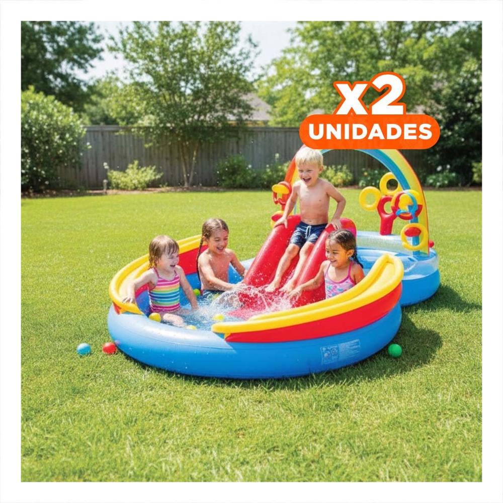 Pack2 Centro Recreativo Arcoiris Inflable para Ninos con Actividades Acuaticas Y+Regalo Sticker Pack2 Centro Recreativo Arcoiris Inflable para Ninos con Actividades Acuaticas Y+Regalo Sticker