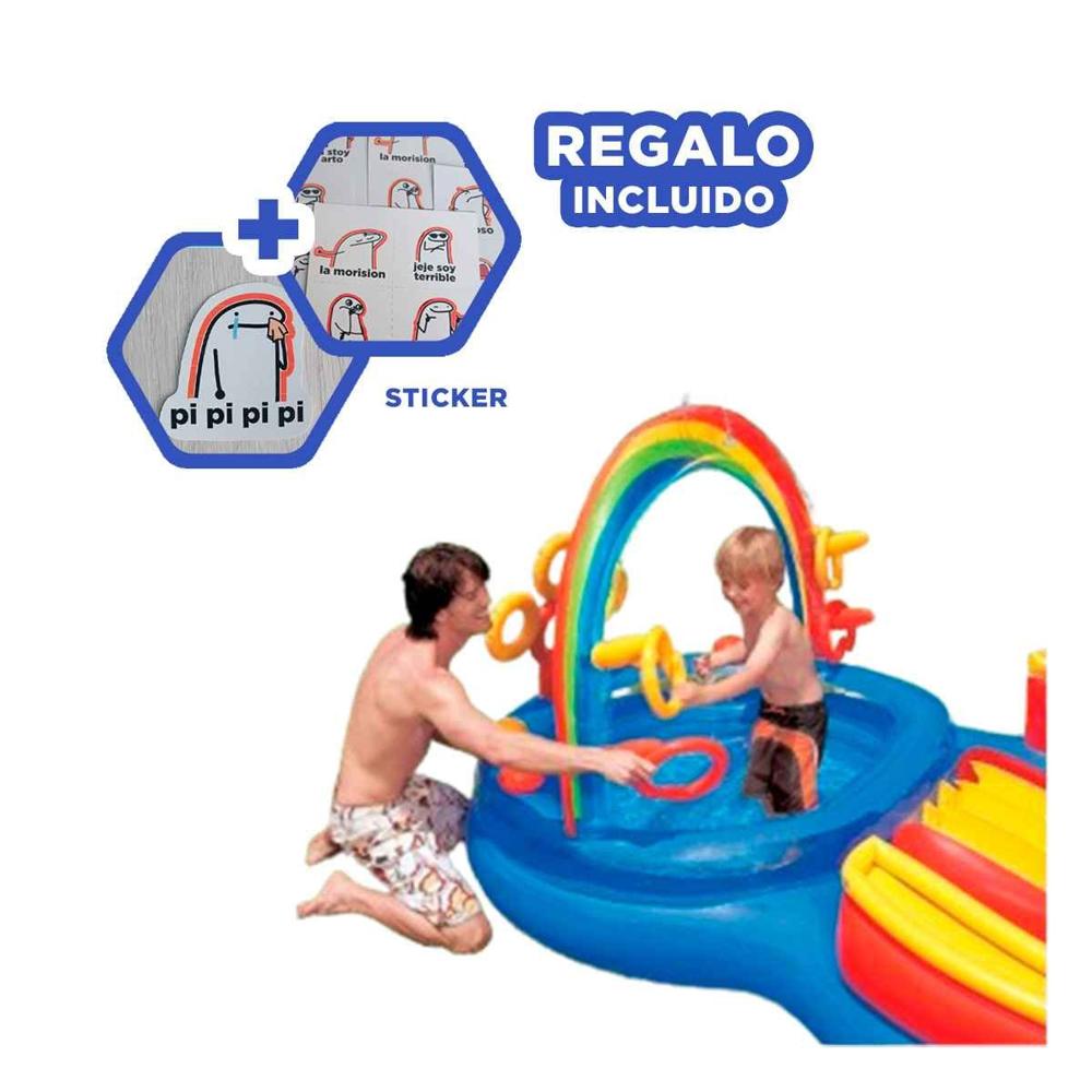 Area de Juego Arcoiris Inflable para Ninos con Estructura Amplia y Colorida Y+Regalo Sticker Area de Juego Arcoiris Inflable para Ninos con Estructura Amplia y Colorida Y+Regalo Sticker
