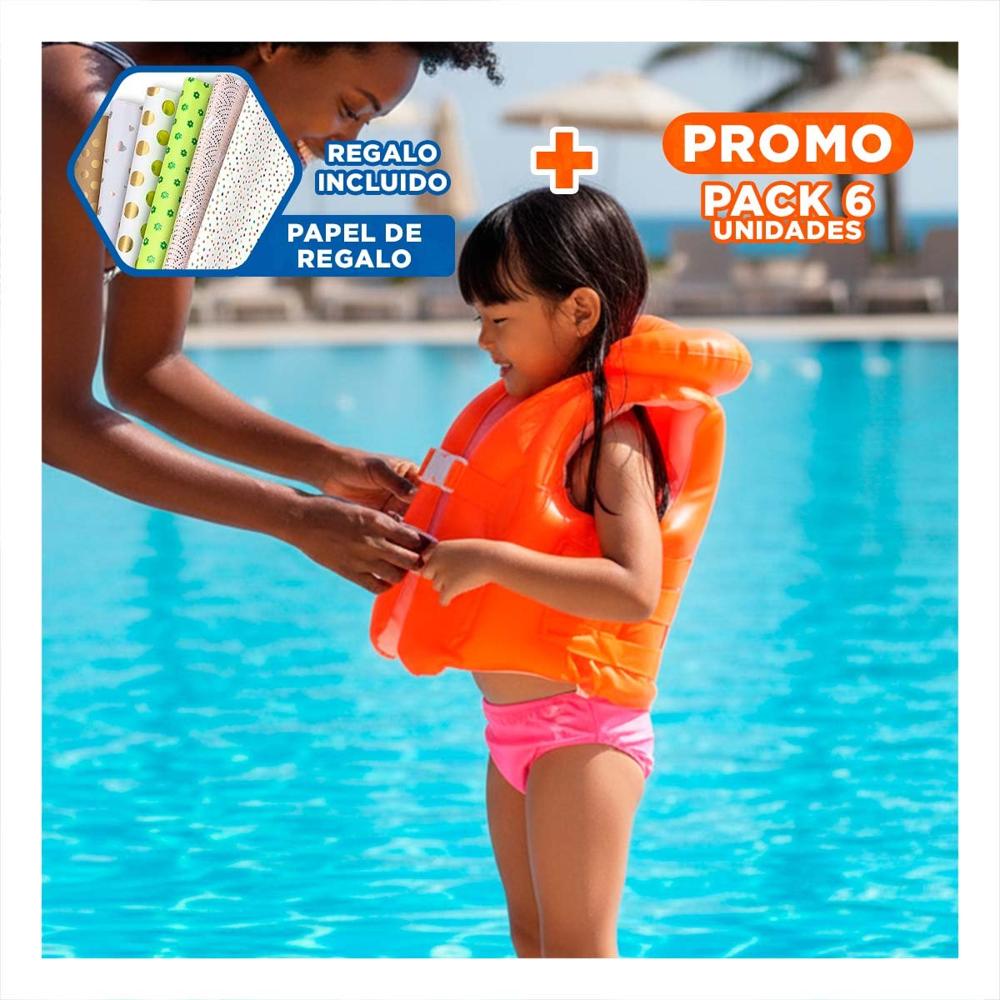 Pack6 Protector Infantil Acuático 58671np 50x47 CM Chaleco para Niñas Y+Papel Regalo Pack6 Protector Infantil Acuático 58671np 50x47 CM Chaleco para Niñas Y+Papel Regalo