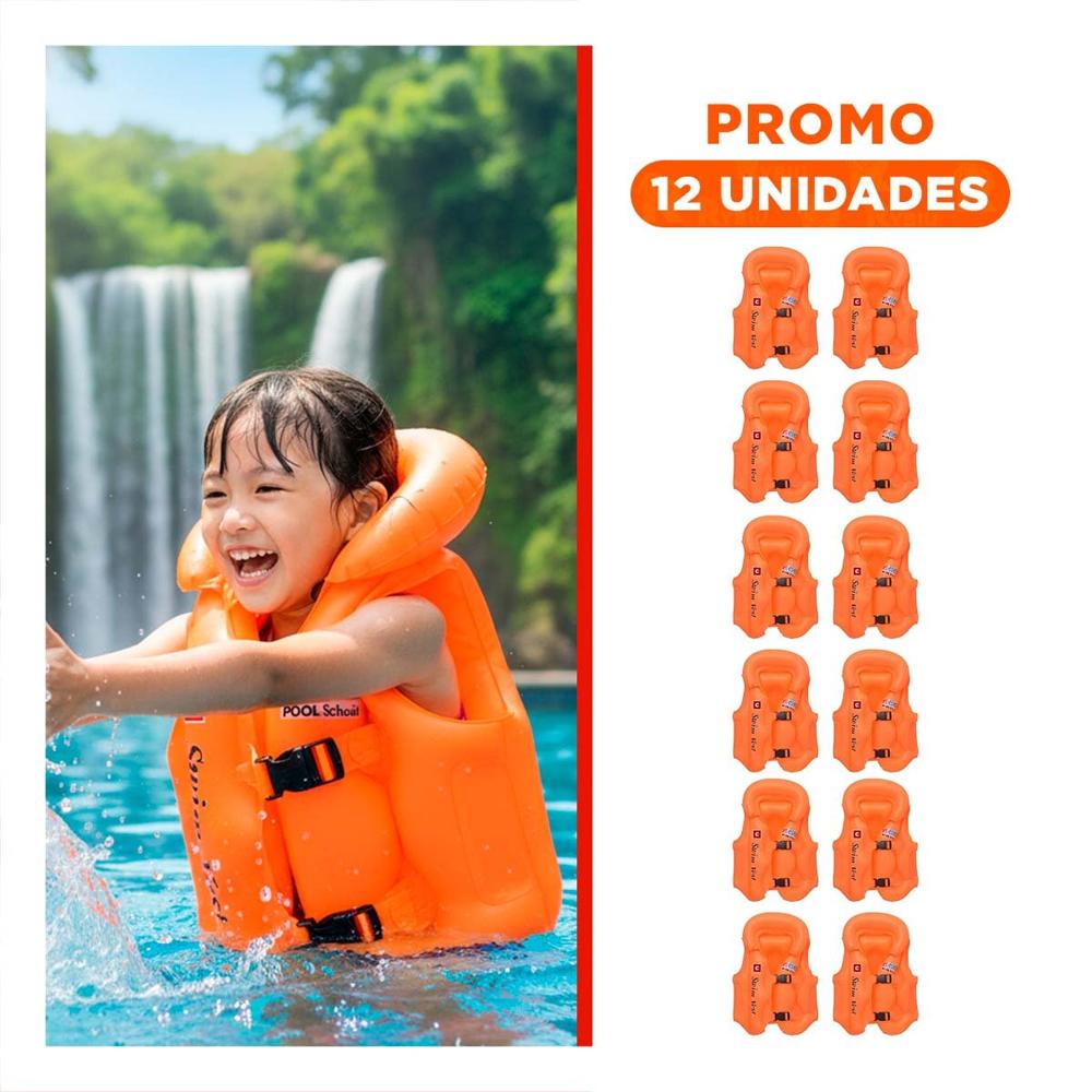 Pack12 Protector Flotador Infantil MG-4001A Anaranjado Chaleco Seguro Y+Regalo Sticker Pack12 Protector Flotador Infantil MG-4001A Anaranjado Chaleco Seguro Y+Regalo Sticker