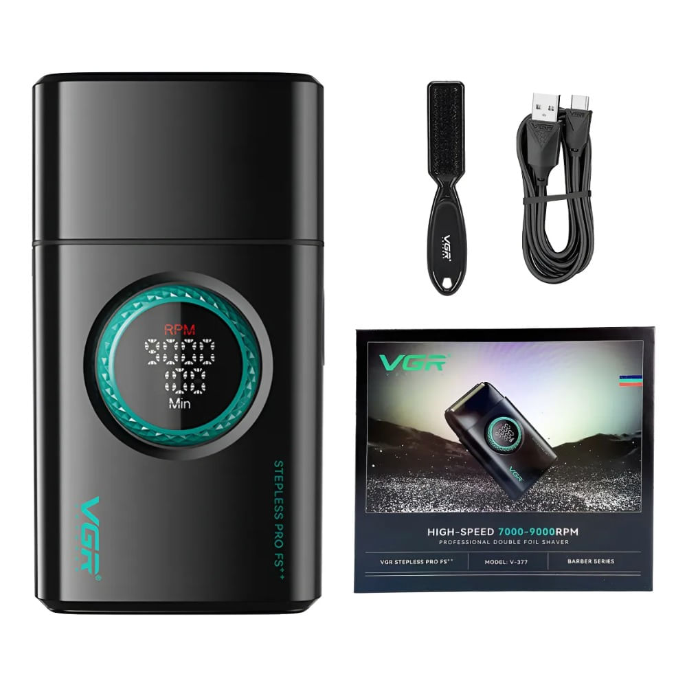 Afeitadora Eléctrica Shaver Titanio 9000 Rpm Recargable Vgr Negro