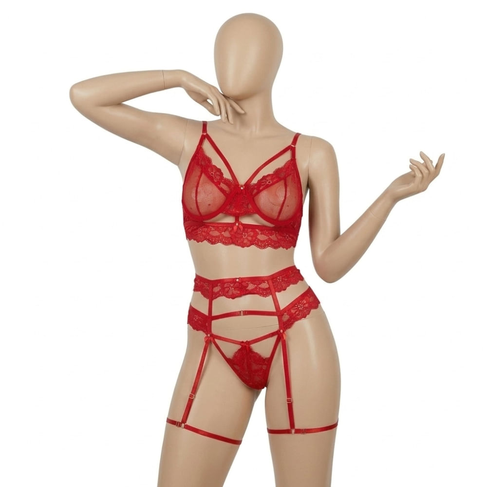 LENCERIA CONJUNTO  BRALETTE 3 PIEZAS ELVITA 47RJ