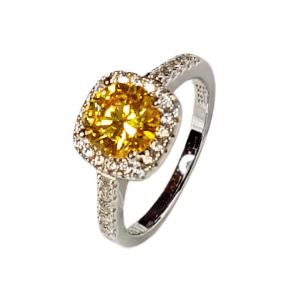 Anillo de Compromiso Plata Maciza Baño Oro Blanco ECF887 T9