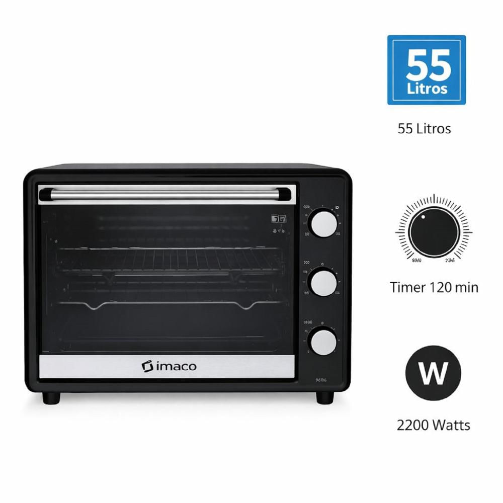 Horno Eléctrico Imaco HEB55R 55L con Rosticero Cocción Uniforme y Gran Capacidad