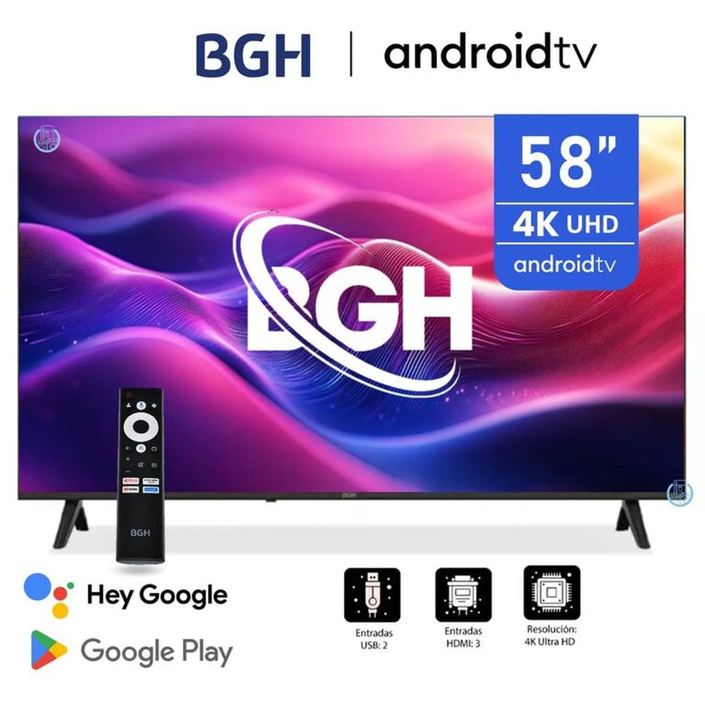 Televisor BGH B5824UK6AIP 58 UHD 4K Smart Android TV