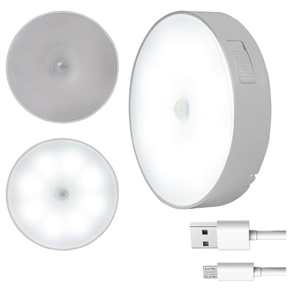 Pack de 2 Foco Lámpara Led con Sensor de Movimiento Recargable USB