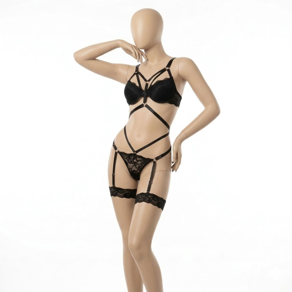 LENCERIA CONJUNTO BRALETTE PORTA LIGAS SIENA 046N