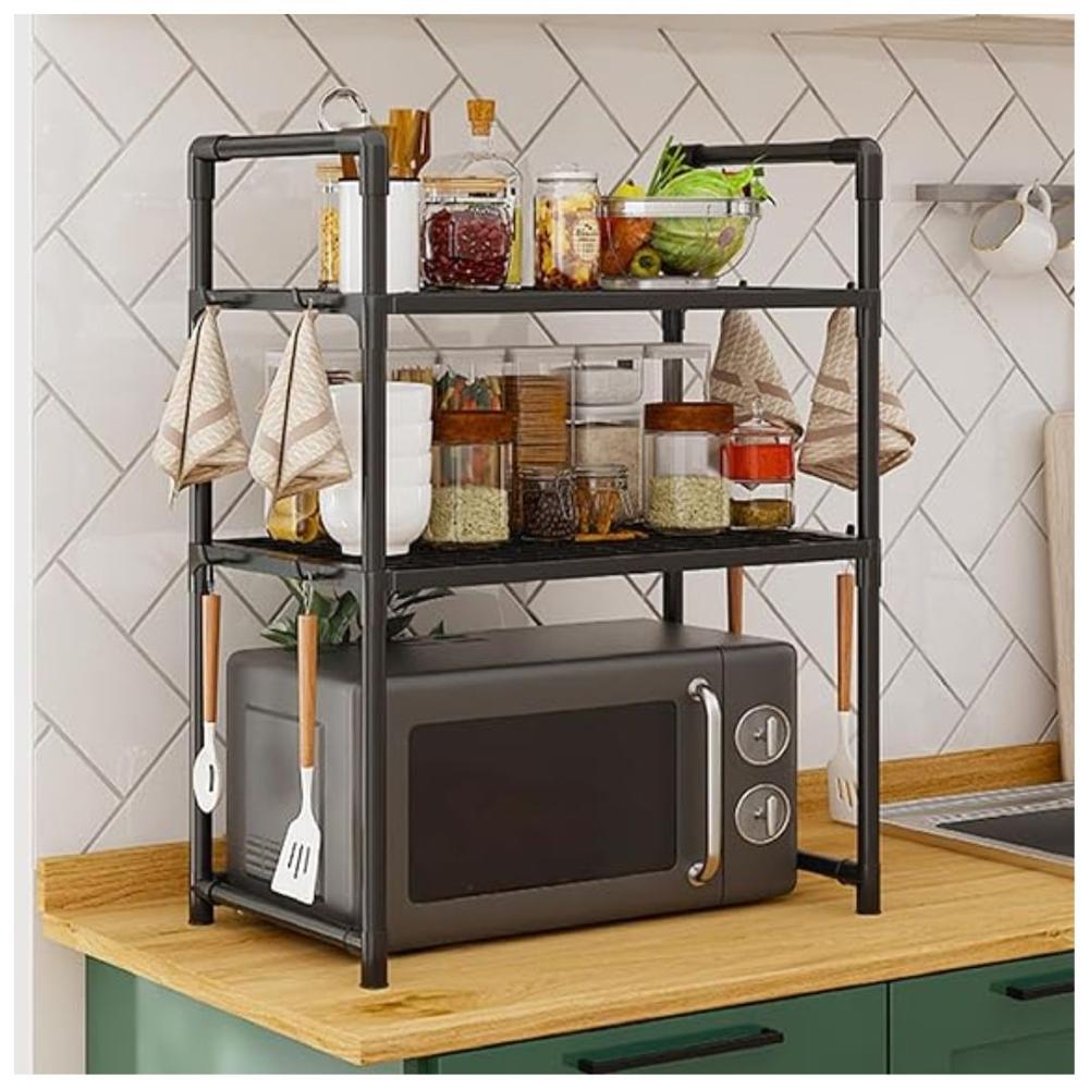 Estante Organizador De Microondas Multiusos De 3 Niveles 73x50x27cm Negro