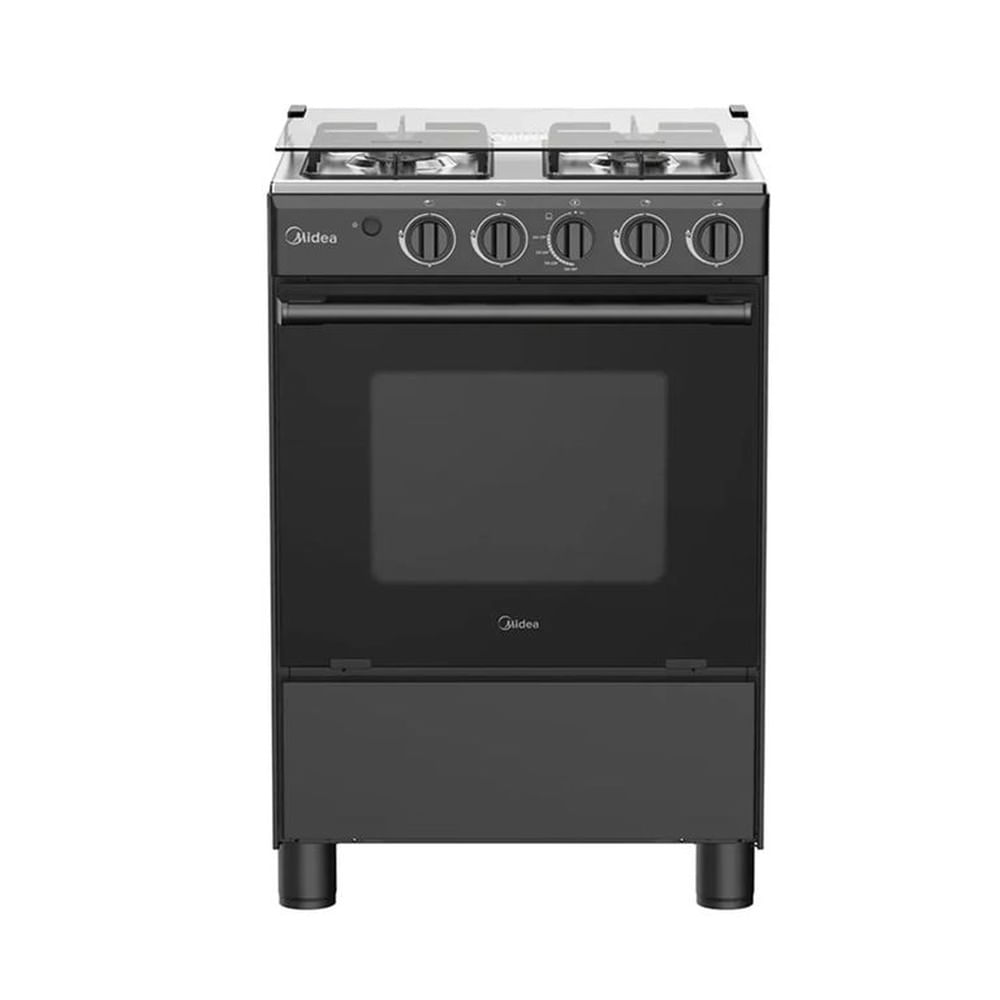 Cocina a Gas Midea 24' MGS24FS2LFABBC-PE 4 Quemadores - Negro