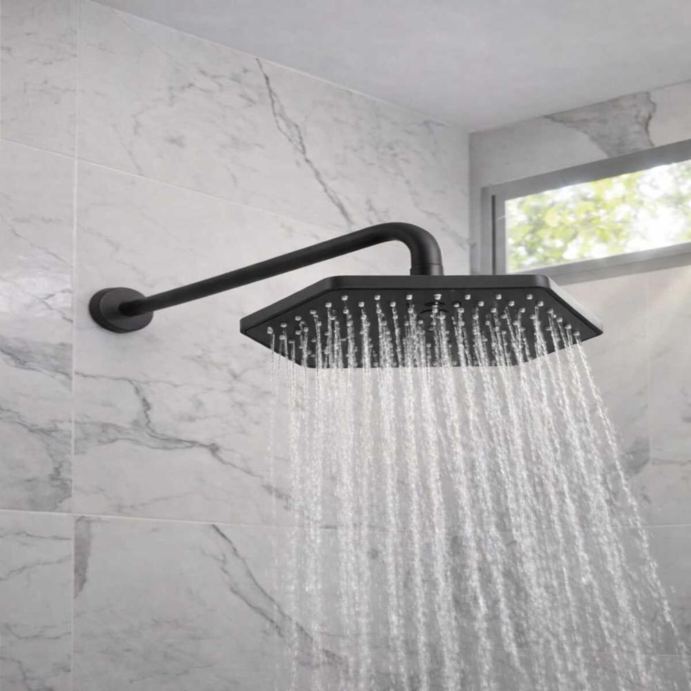 CABEZA DE DUCHA 10 PULGADAS HEXAGONAL NEGRO MATE