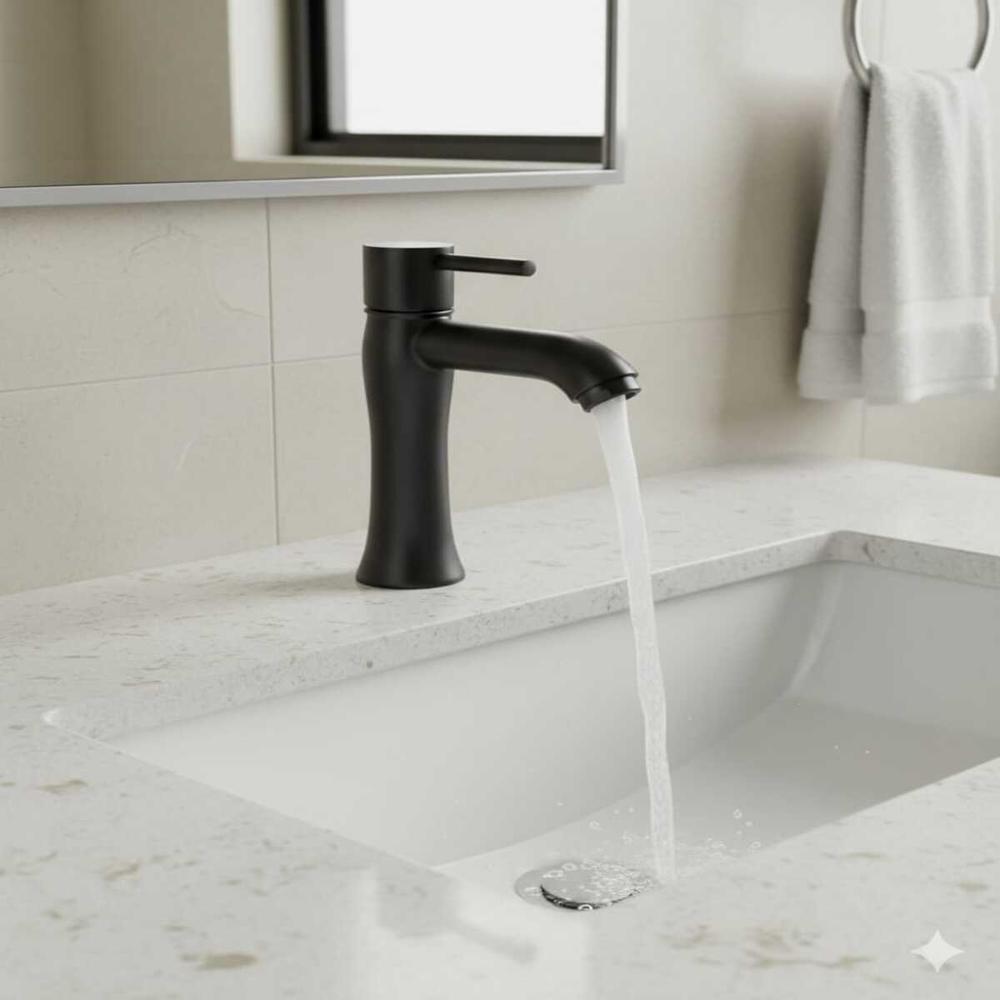 GRIFERIA ALTA PARA LAVATORIO NEGRO MATE