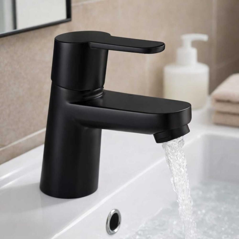 GRIFERIA DE LAVATORIO ALTO NEGRO MATE