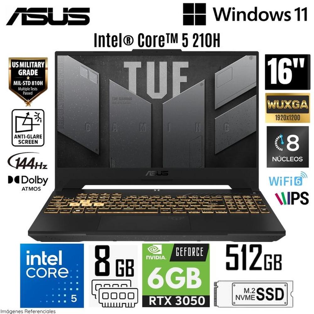 Laptop Asus TUF Gaming F16 Intel Core 5 210H 8GB RAM 512GB SSD RTX 3050-6GB 16 WUXGA FX607VJ-RL011W