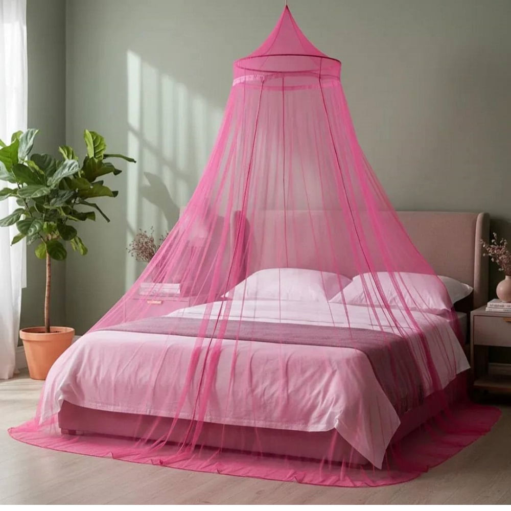Mosquitero Circular de Tul Princesa para Cama de 2 Plazas Rosa