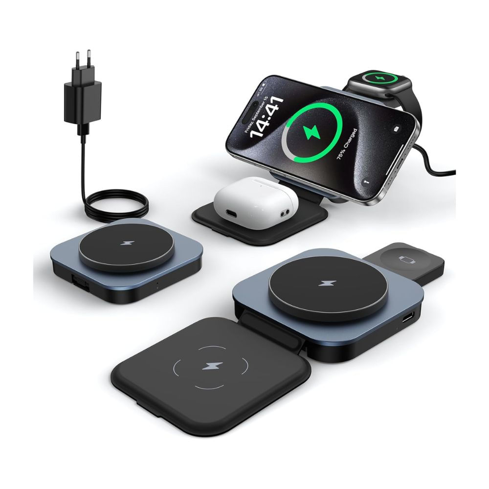 Cargador 3 en 1 Plegable para Phone 17 Watch y AirPods