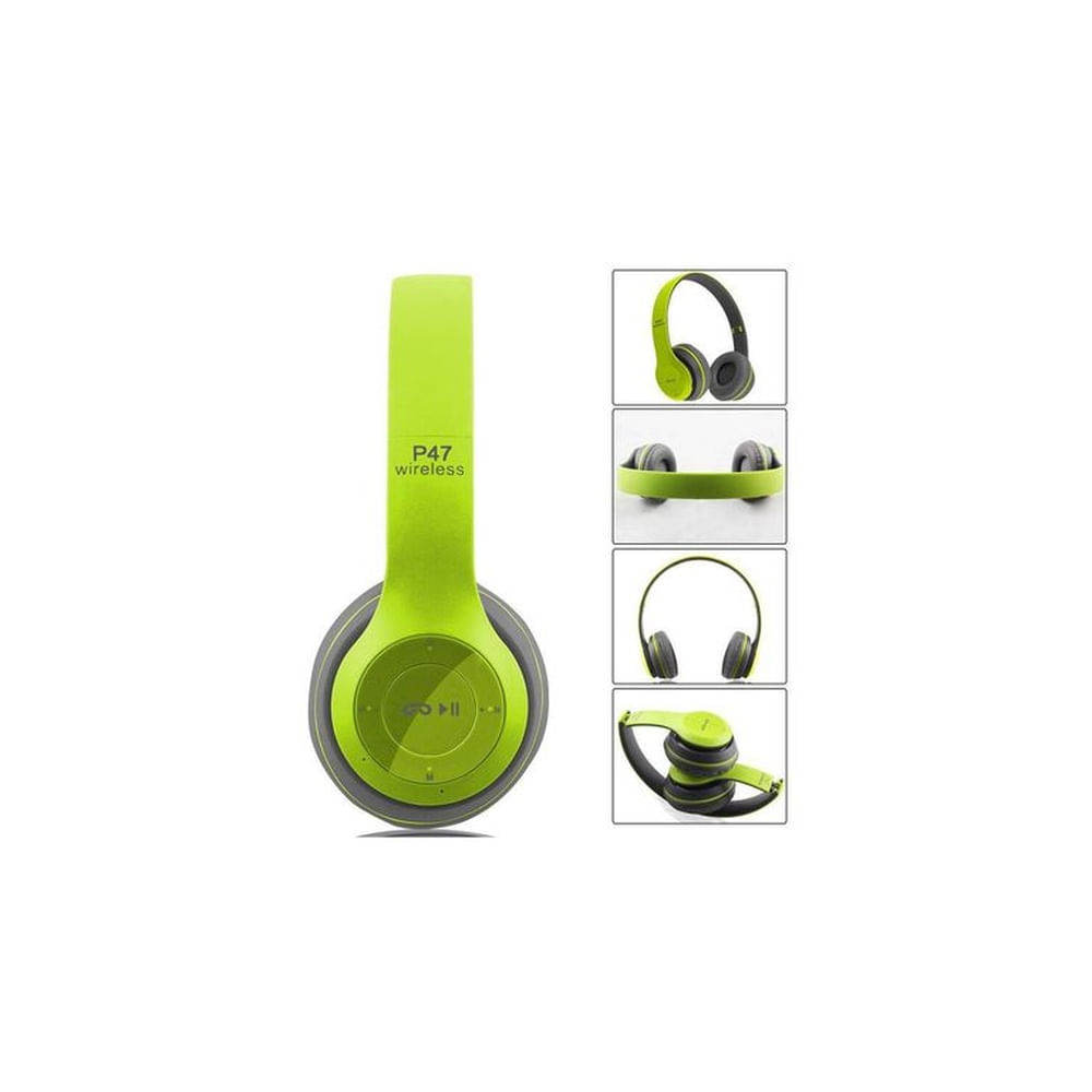 Audífonos Inalámbricos P47 Deportivo Radio MicroSD Verde