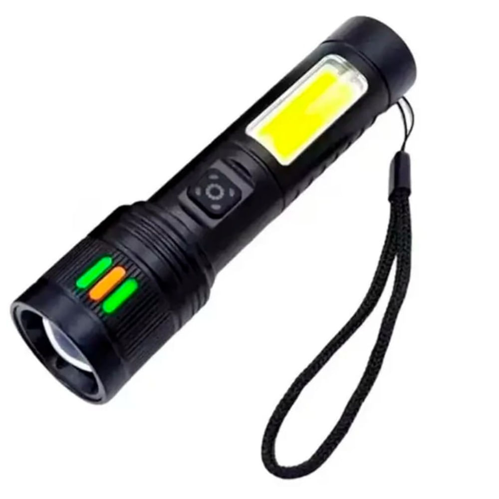 Linterna Táctica LED Recargable USB con Luz Lateral COB