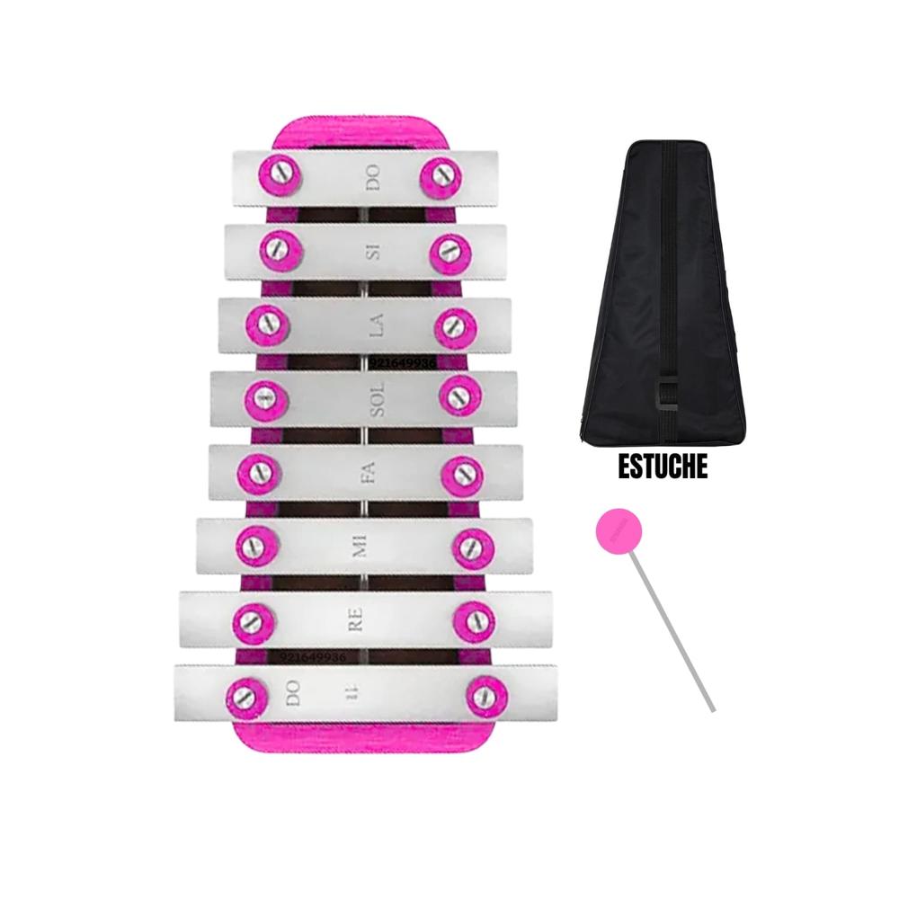 Xilófono Metalófono de 1 Octava 8 Notas Rosado