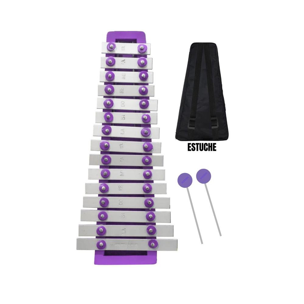 Xilófono Metalófono de 2 Octavas de 15 Notas Lila