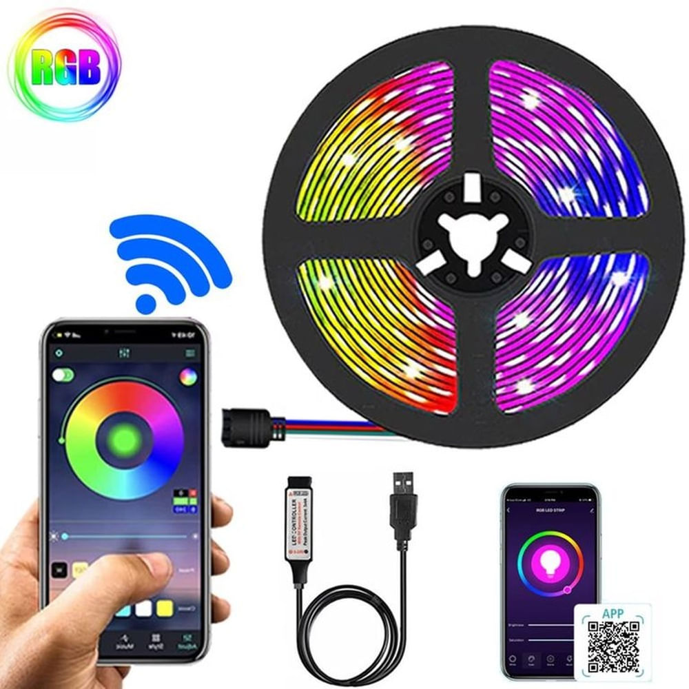 Cinta Tira de Luces LED RGB 5M con Aplicativo Bluetooth