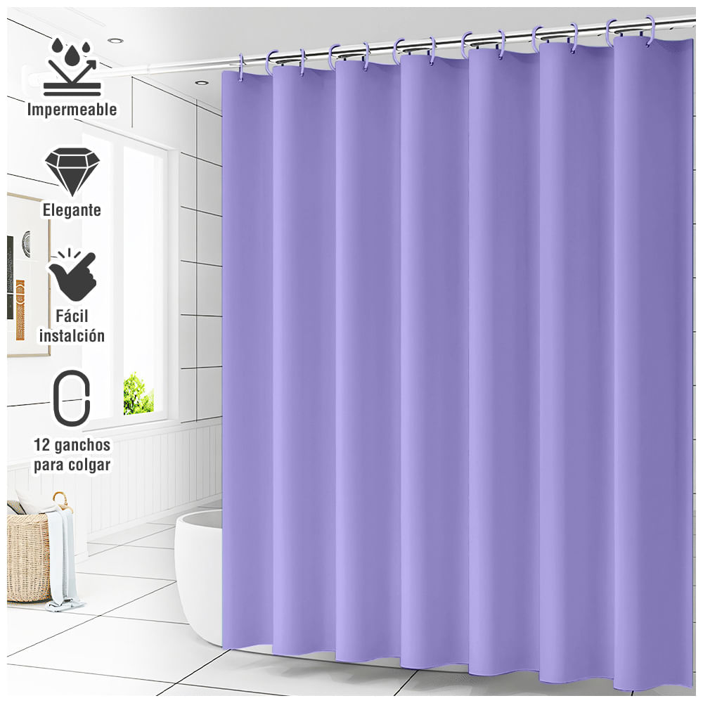 Cortina de Baño Impermeable Premium 180x180 Lila U88