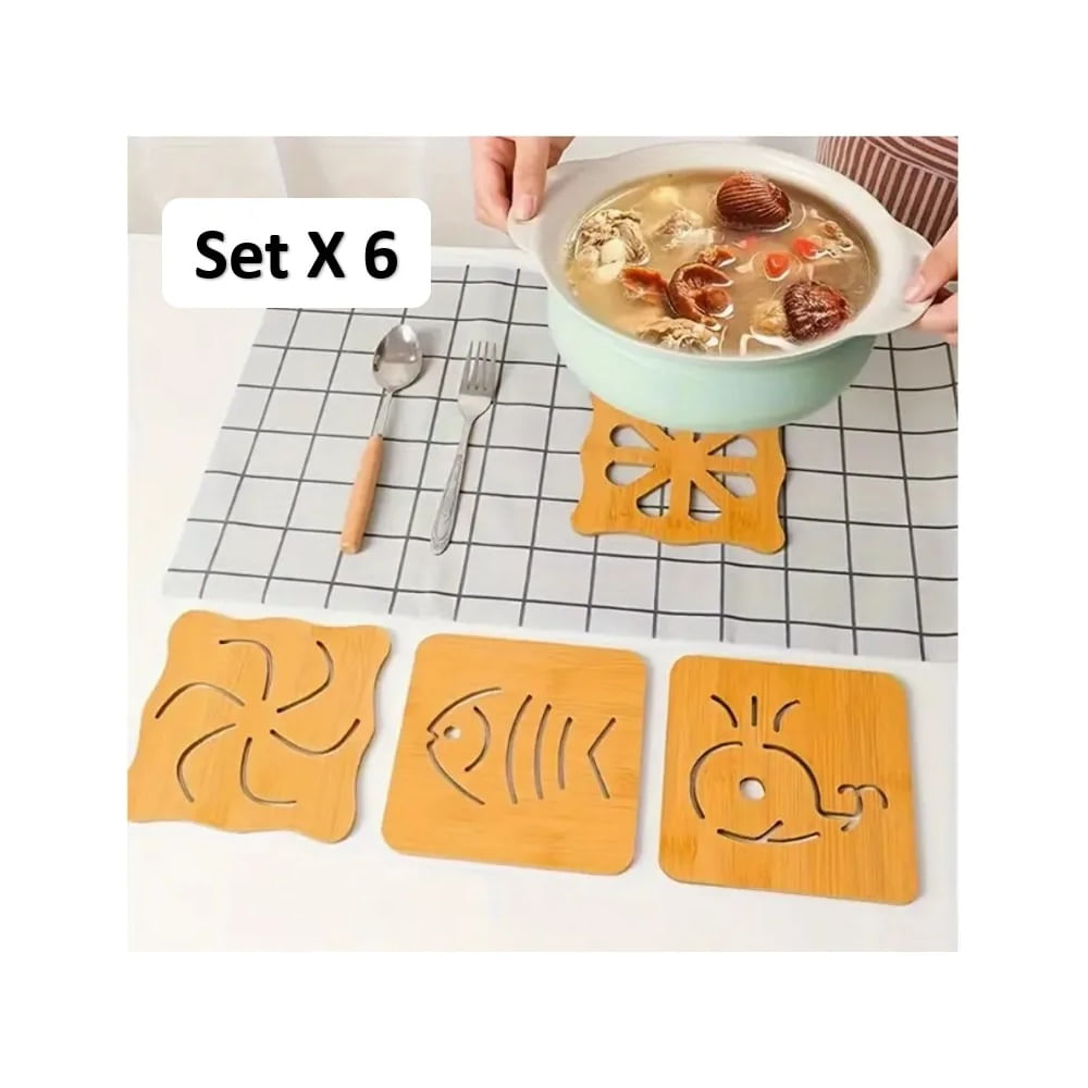 Set x 6 Posavasos - Ollas de Bambu Diseños Variados