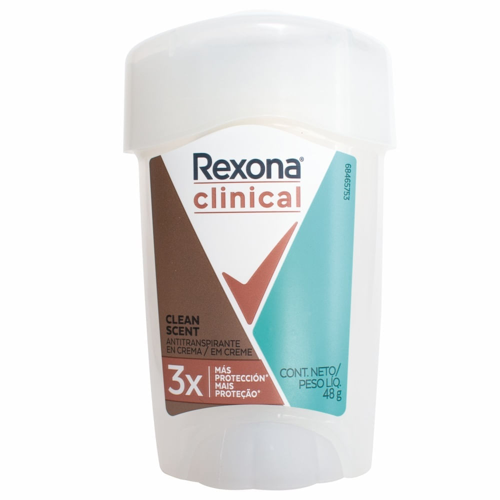 Antitranspirante para Mujer en Crema REXONA Clinical Clean Scent Frasco 48g