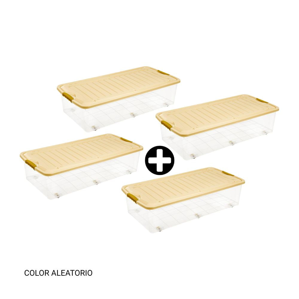 COMBO 4 Cajas Organizadoras Plástico Transparente Suprema Movil #120 Reyplast 48L