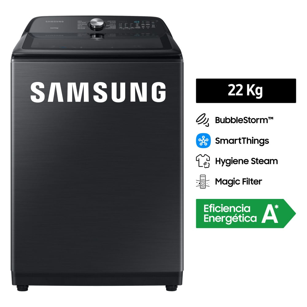 Lavadora Samsung EcoBubble™ 22 KG Negra WA22A8377GV/PE