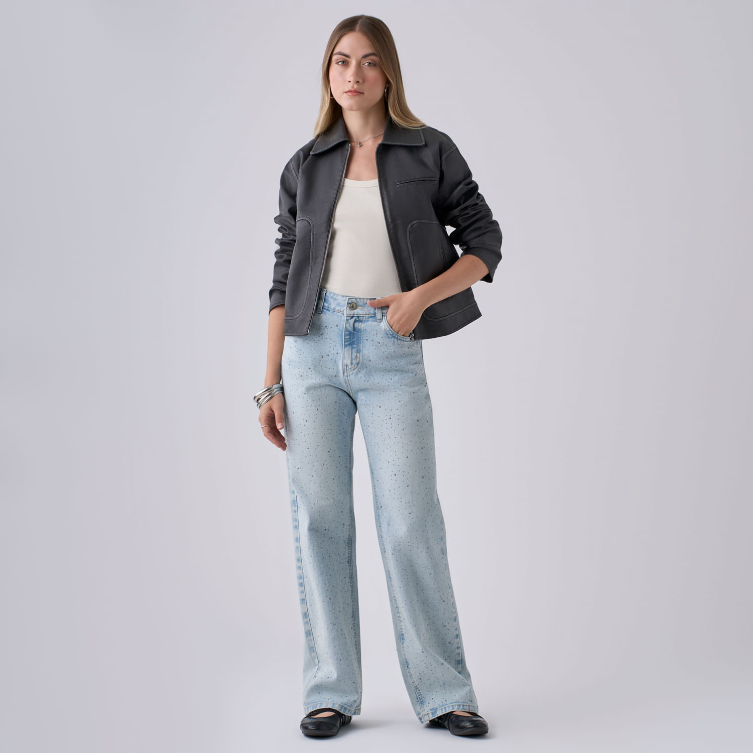 Jean Mujer Brillo Hypnotic Straight