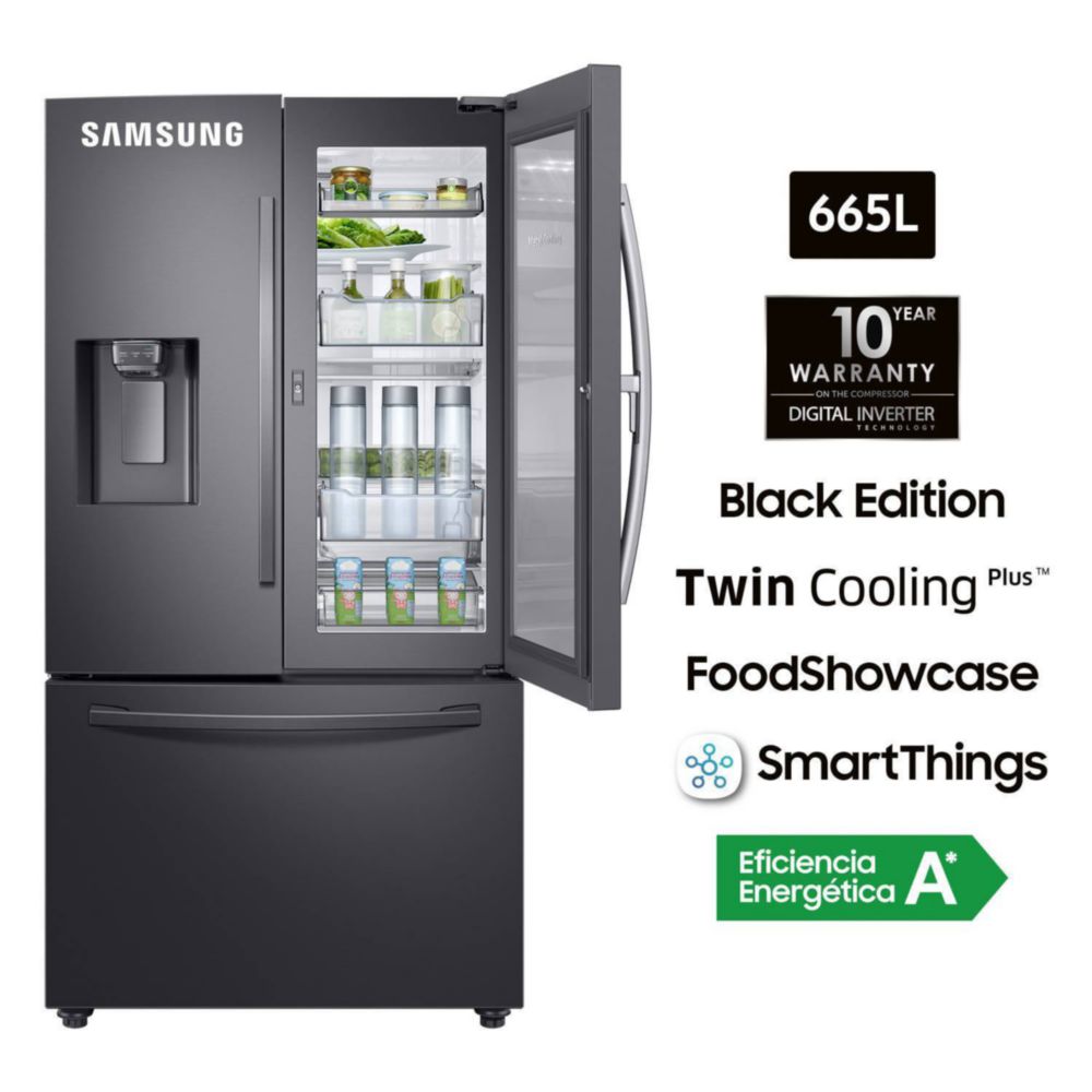Samsung Refrigeradora French Door RF28R6301SG 665L Black Caviar