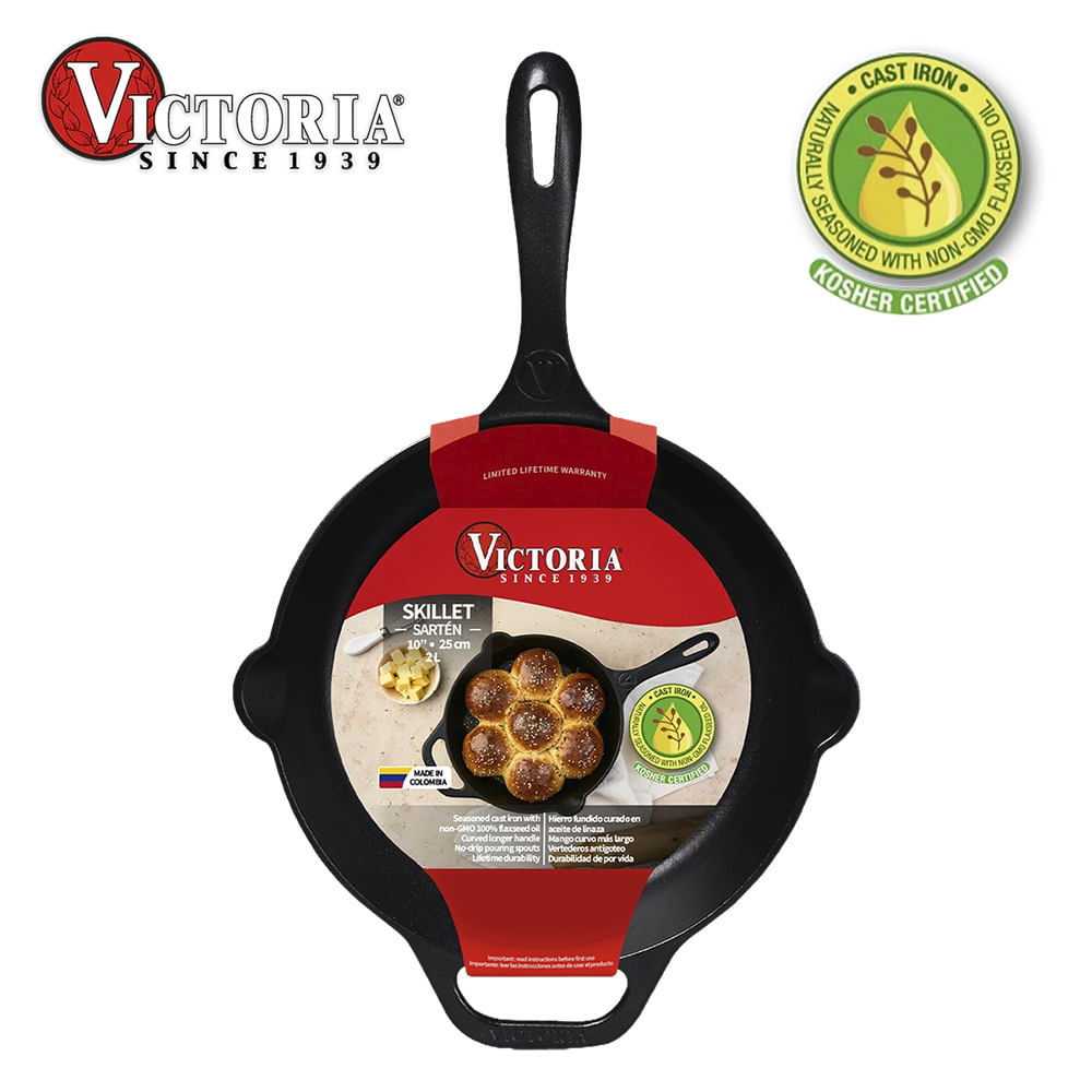 Sarten Victoria Hierro Fundido 25 cm Curado 2 L