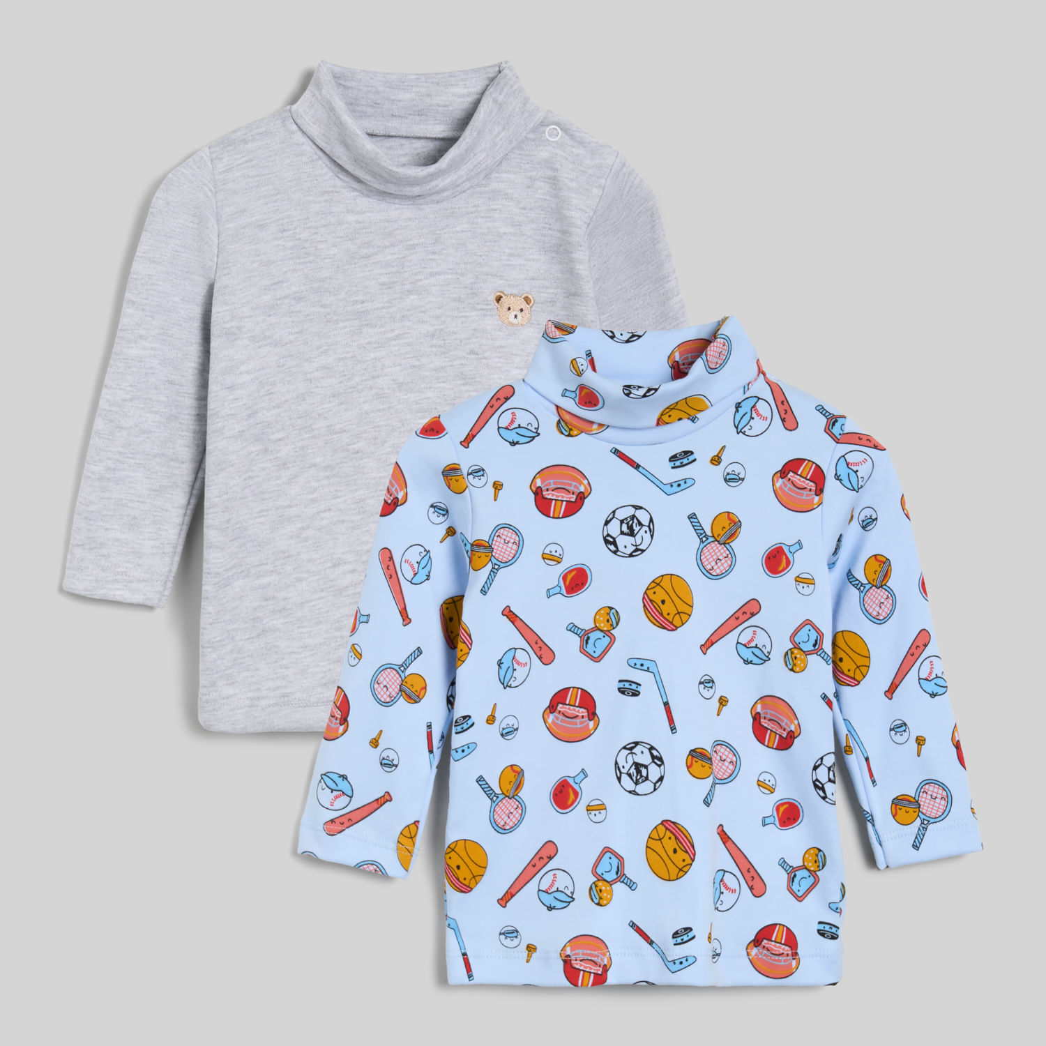 Pack X2 Polos Manga Larga Para Bebe Niño Cafarena Baby Circus