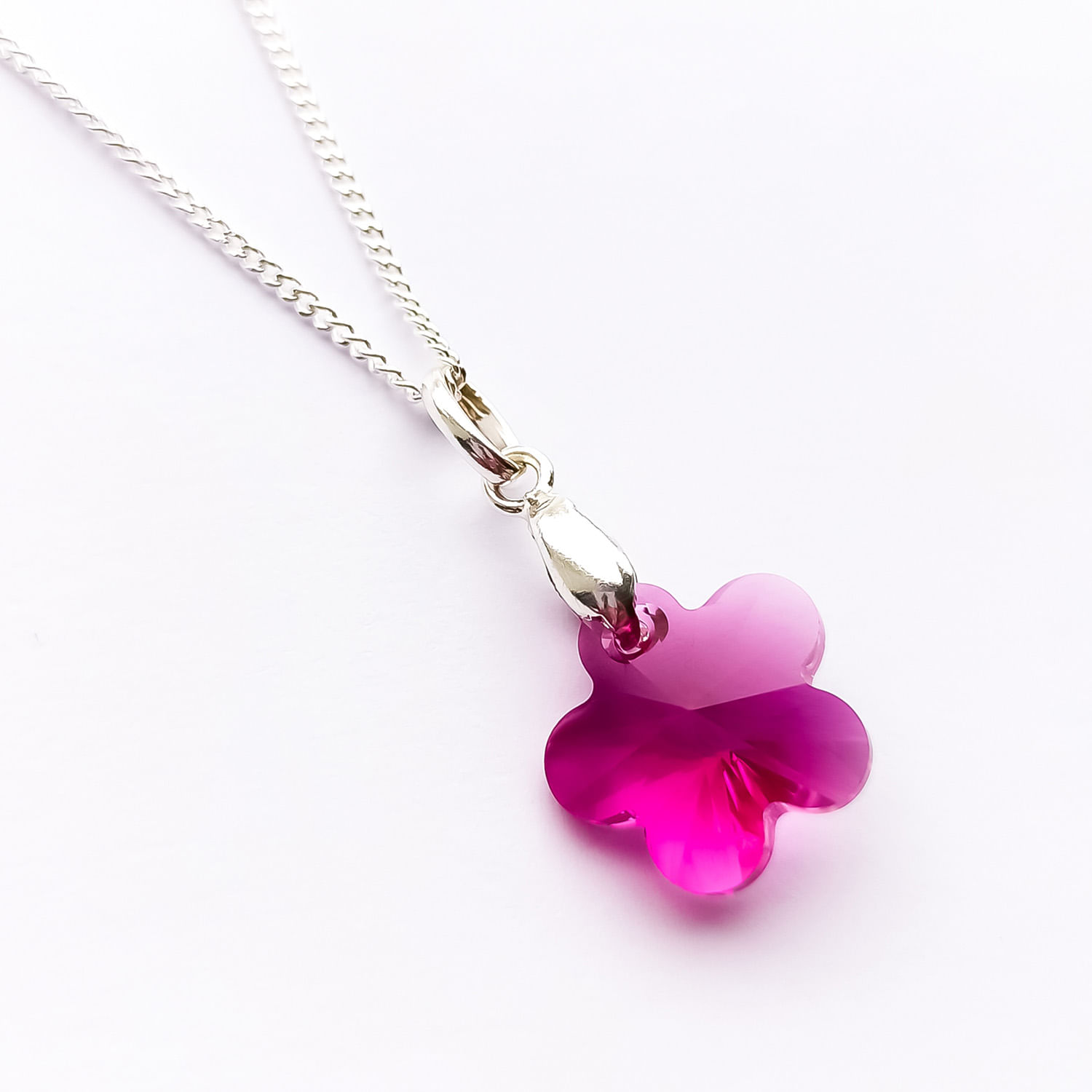 Collar de Plata 925 con Dije Swarovski Flor Morada 16mm - Regalo Elegante para Mujer