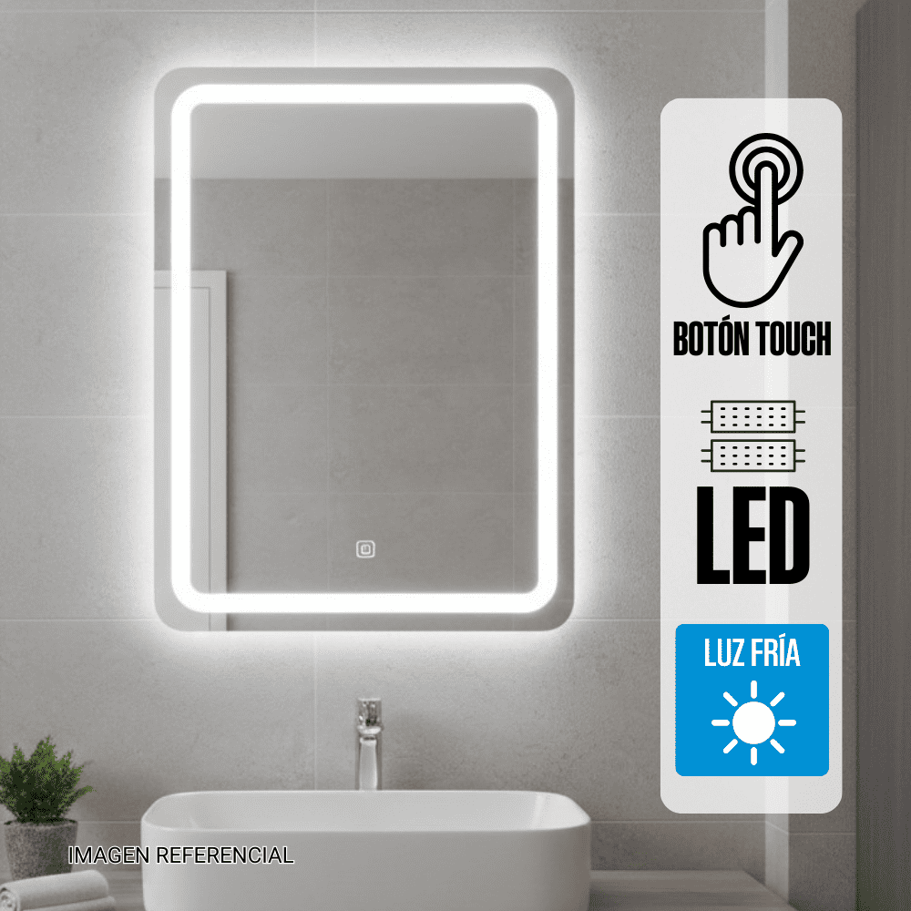 Espejo LED Orange Luz en Marco 60x80cm Biselado Frío Espejo LED Orange Luz en Marco 60x80cm Biselado Frío