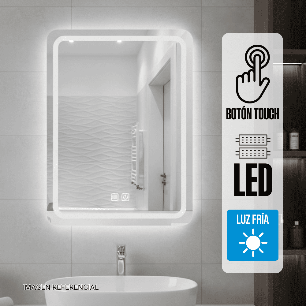 Espejo LED Antiempaño Orange Vertical 60x80cm Biselado Luz Blanca Espejo LED Antiempaño Orange Vertical 60x80cm Biselado Luz Blanca